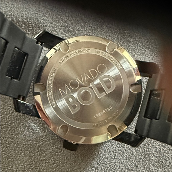 Movado Bold Black Watch with Gold Accents - Picture 2 of 7